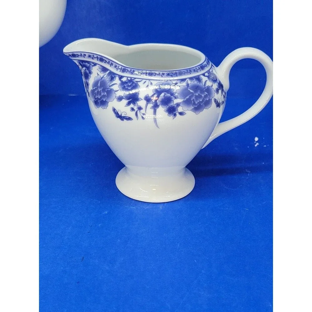 Baum Brothers Formalities Blue Rose Coffee Pot  Sugar & Creamer Set